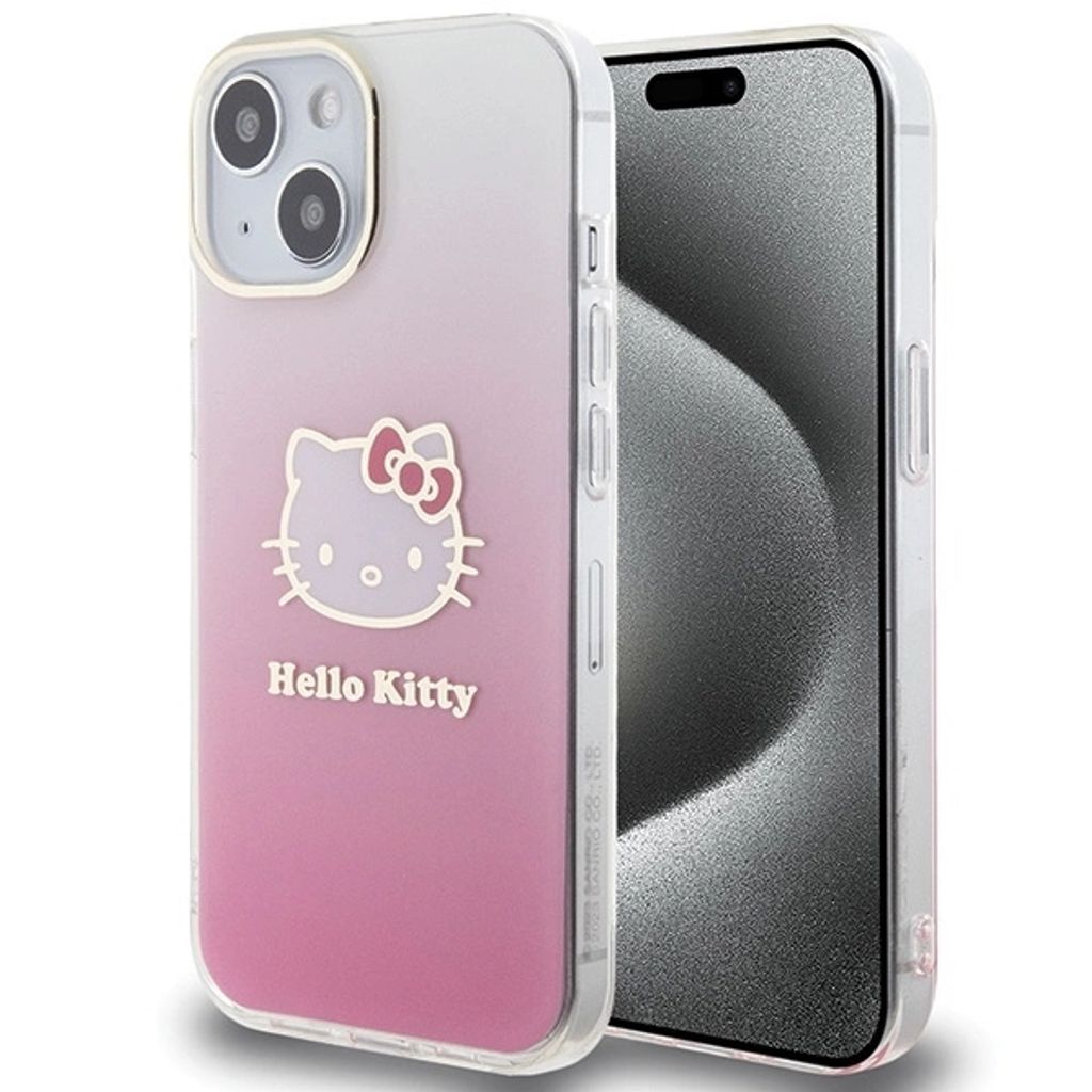 Hello Kitty IML Gradient Electrop Kitty Head Hülle für iPhone 15 Rosa Handyhülle