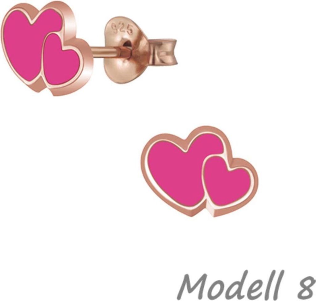 Herz Schmuck: bunte Kinder Ohrringe oder Kette Silber 925 Modell 8