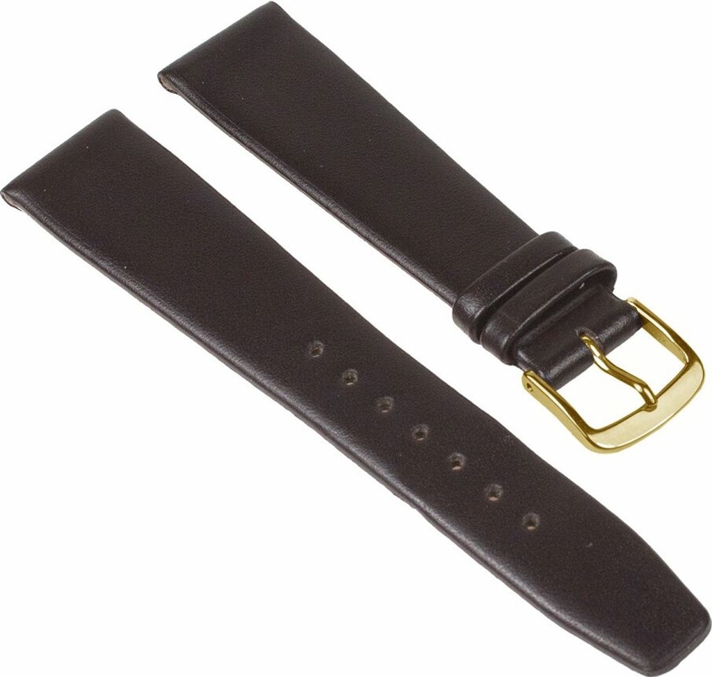 Uhrenarmband Kalbsleder Dunkelbraun ohne Naht Jazz 26220G, Stegbreite:13mm