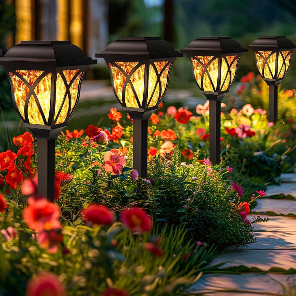 Solarlampen für außen, 6 Stück LED Solar Gartenleuchten, Solarleuchten, Warmweiß, IP44 Wasserdicht, für Außen Terrasse Rasen Hof Balkon Deko