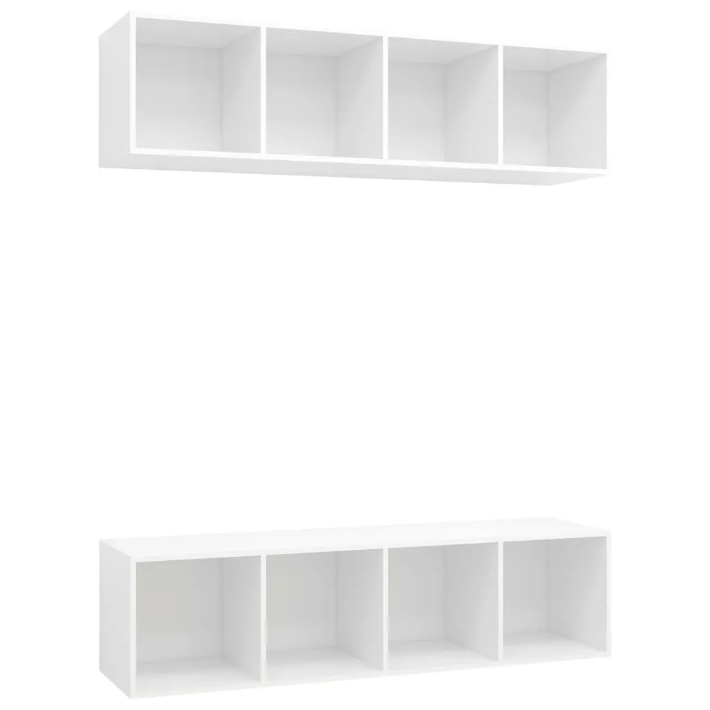 Pensili TV 2 pezzi. Materiale a base di legno bianco