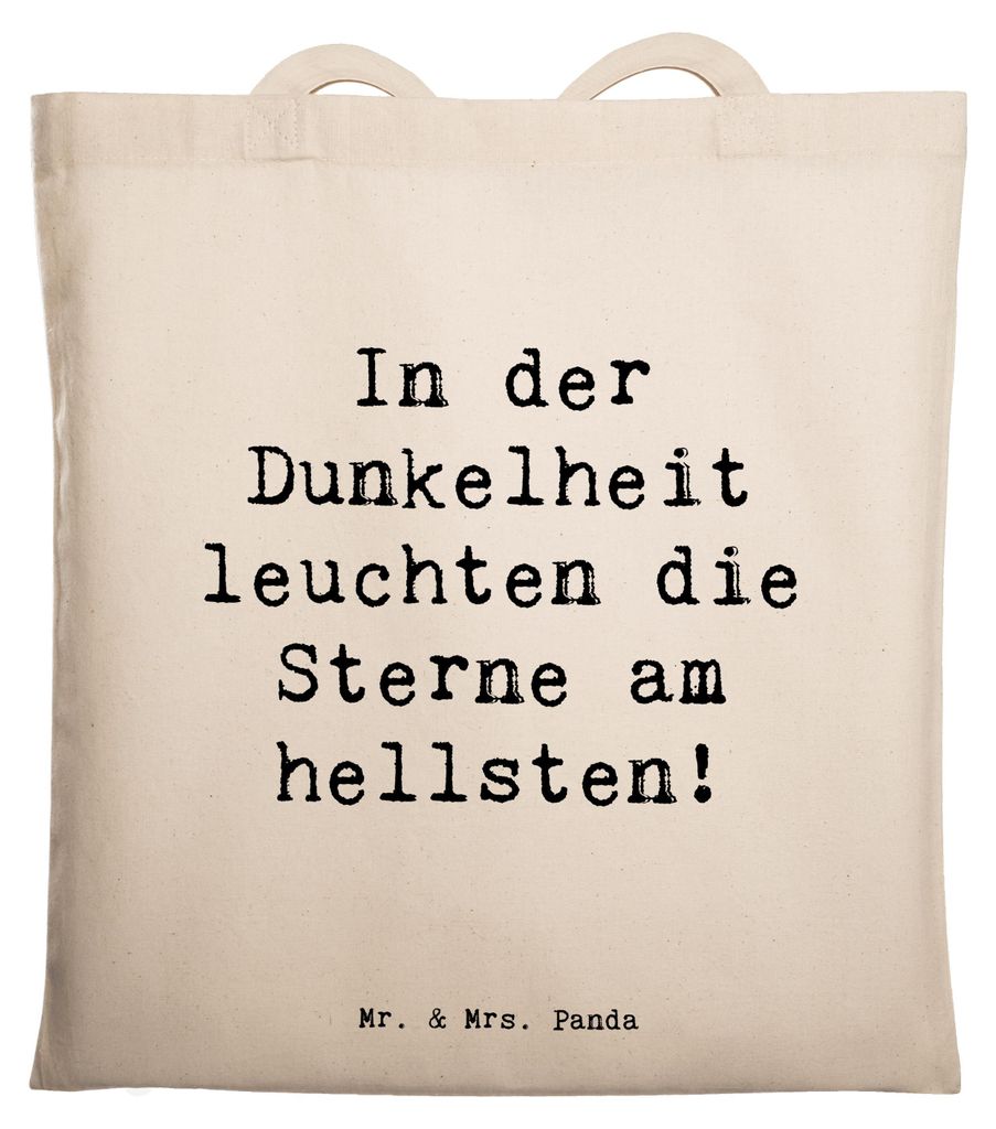 Mr. & Mrs. Panda Baumwolltasche Spruch Angst vor Dunkelheit überwinden - Transparent - Geschenk, Zuversicht, Mut schenken, Uni Tasche, emotionale ...