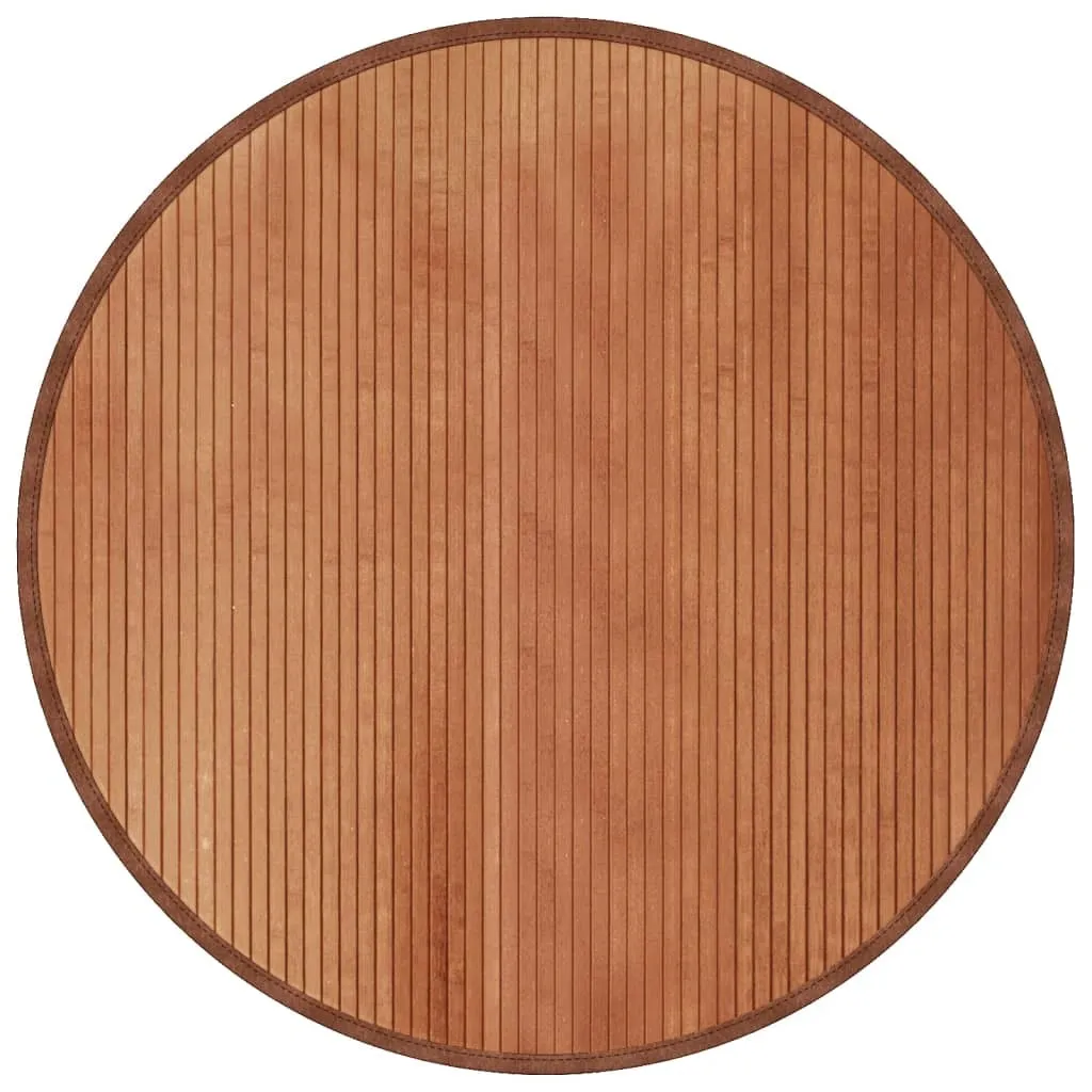 Tapis Rond 100 cm Marron Bambou - Décoration Zen pour Salon et Bureau
