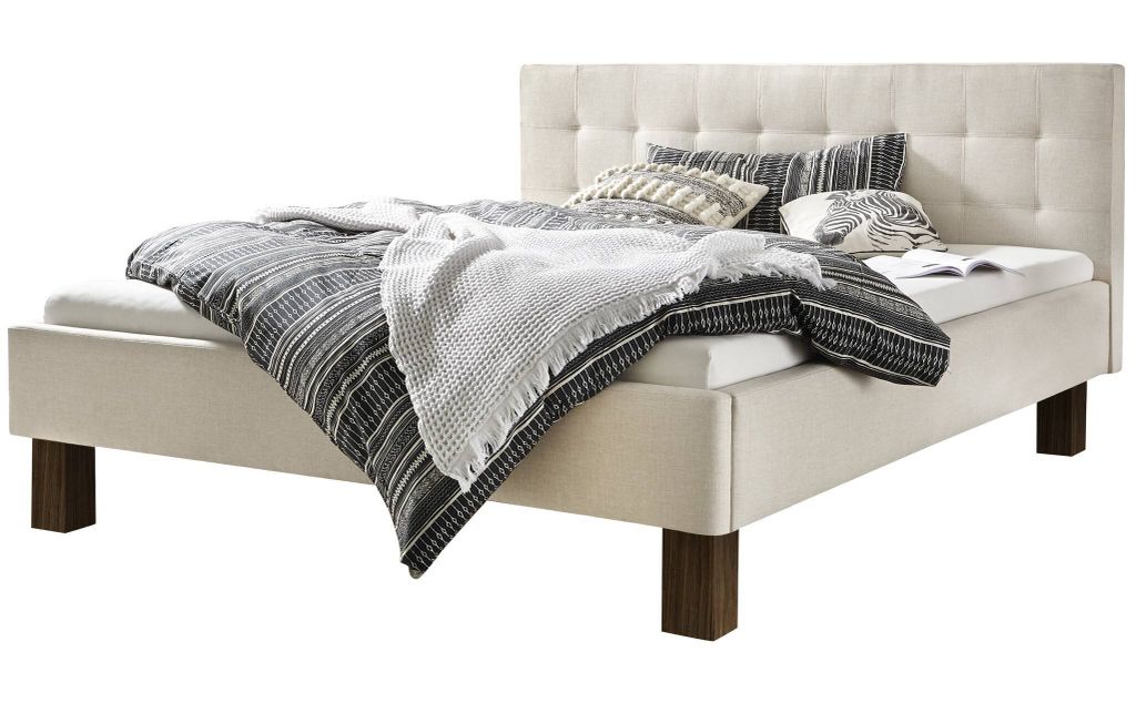 HASENA Polsterbett Noemi 25 Nussbaum 2023 | Stoff beige 180x200