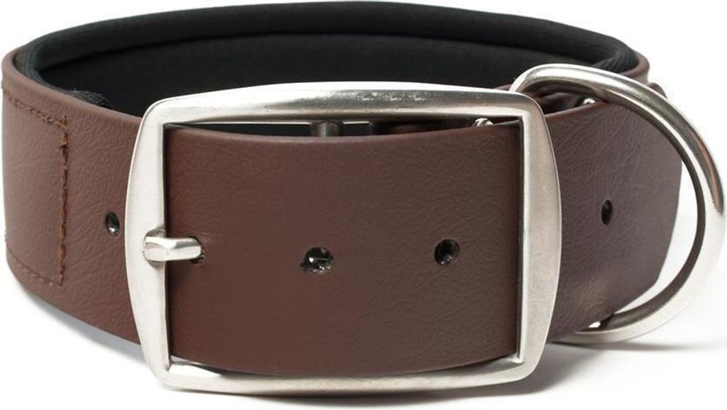 Mystique Biothane Halsband Deluxe Neopren 38mm rostfrei braun 35-43cm