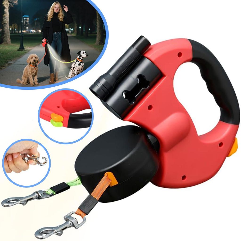 3m Hundeleine Doppelleine für 2 Hunde, Rollleine Produktbild 