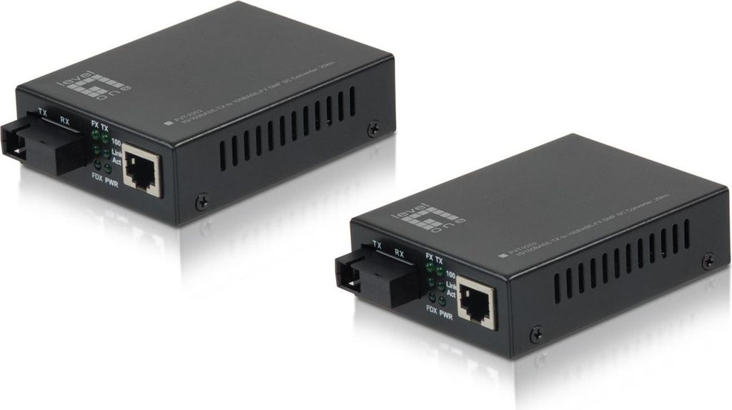 LevelOne FVT-2202 - Medienkonverter - 100Mb LAN - 10Base-T, 100Base-FX, 100Base-TX - RJ-45 / SC Single-Modus - bis zu 2