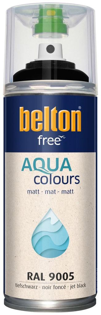 belton free Lackspray AQUAcolours 400 ml tiefschwarz matt Produktbild 