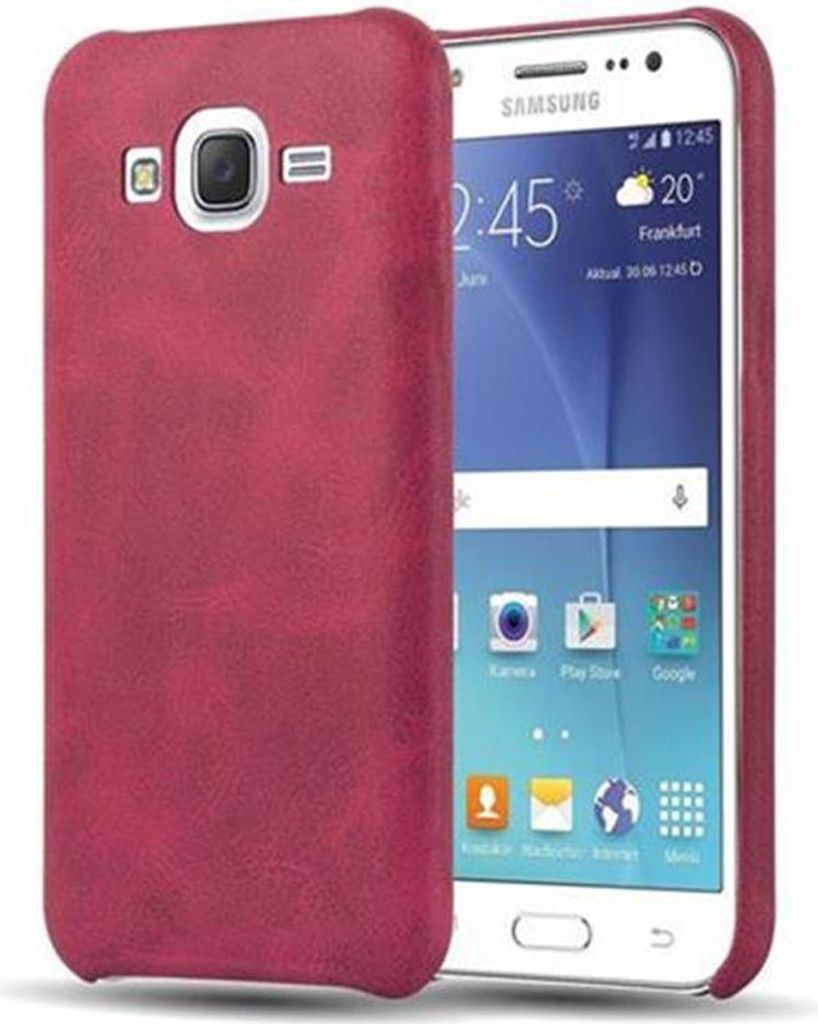 Cadorabo Schutzhülle für Samsung Galaxy J5 2015 Hülle in Rot Hard Case Handyhülle Kunstleder Etui