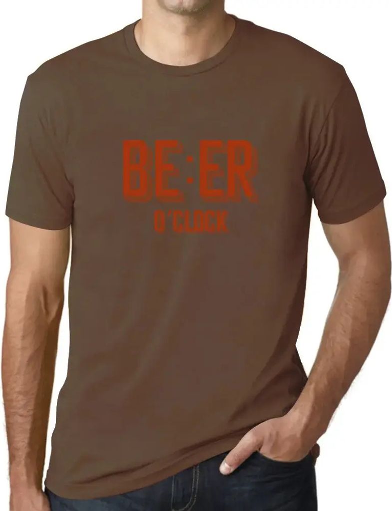 Herren Grafik T-Shirt Bier Uhr – Beer O'clock – Öko-Verantwortlich Vintage Jahrgang Kurzarm Lustige Druck Geburtstag Geschenk Mann