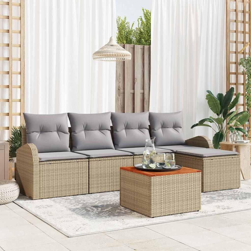 Maison Exclusive - Gartensofa-set mit Kissen 6 pcs Beige Poly-Rattan