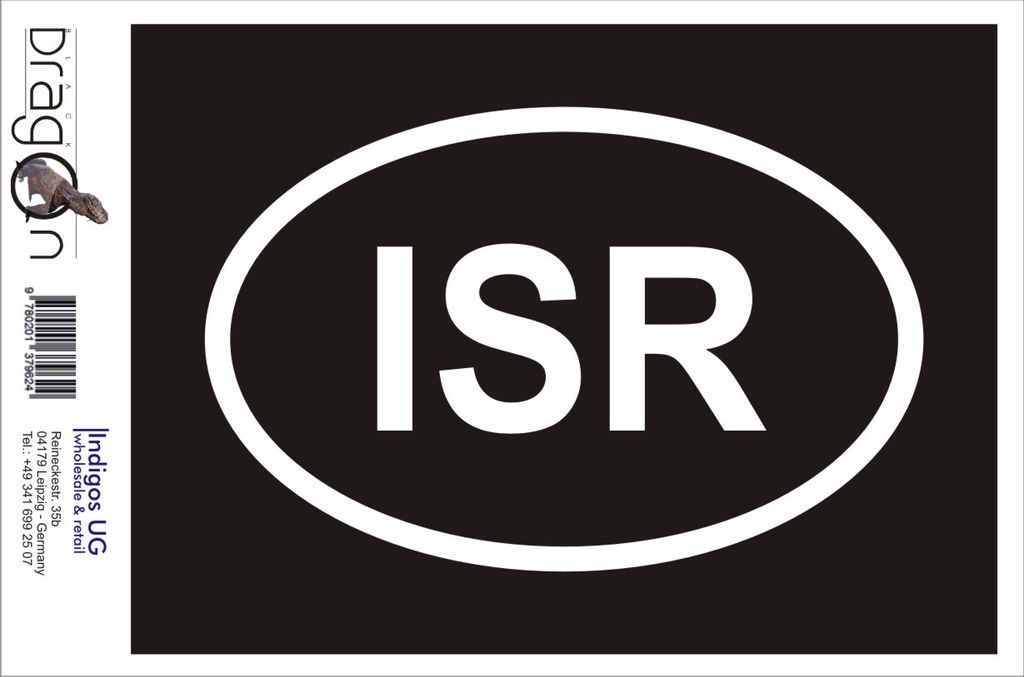 Aufkleber / Autoaufkleber - JDM / Die cut / Auto / OEM - Isräl ISR - 110x70 mm gelb - Heckscheibe / Heckscheibenaufkleber