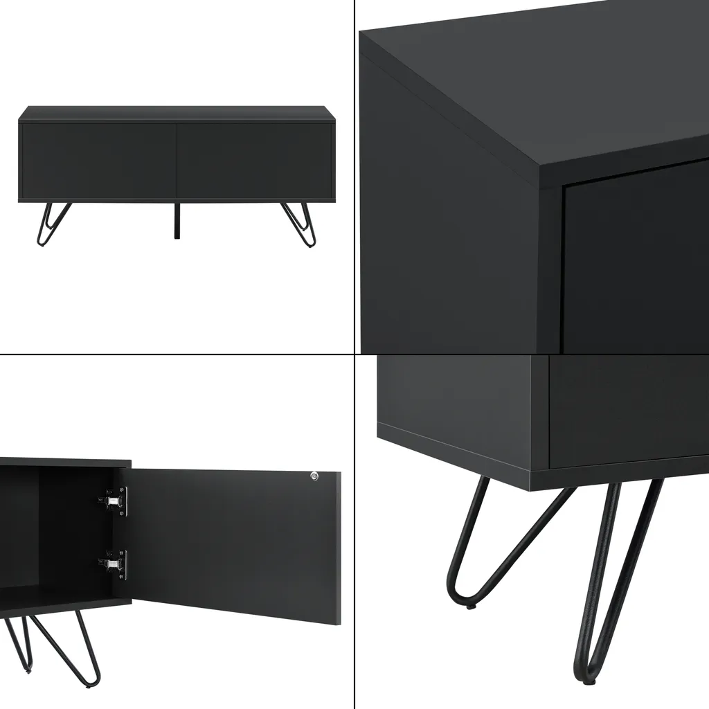 Buffet Bas de Salon Bollebygd pour Rangement Multimédia et Déco