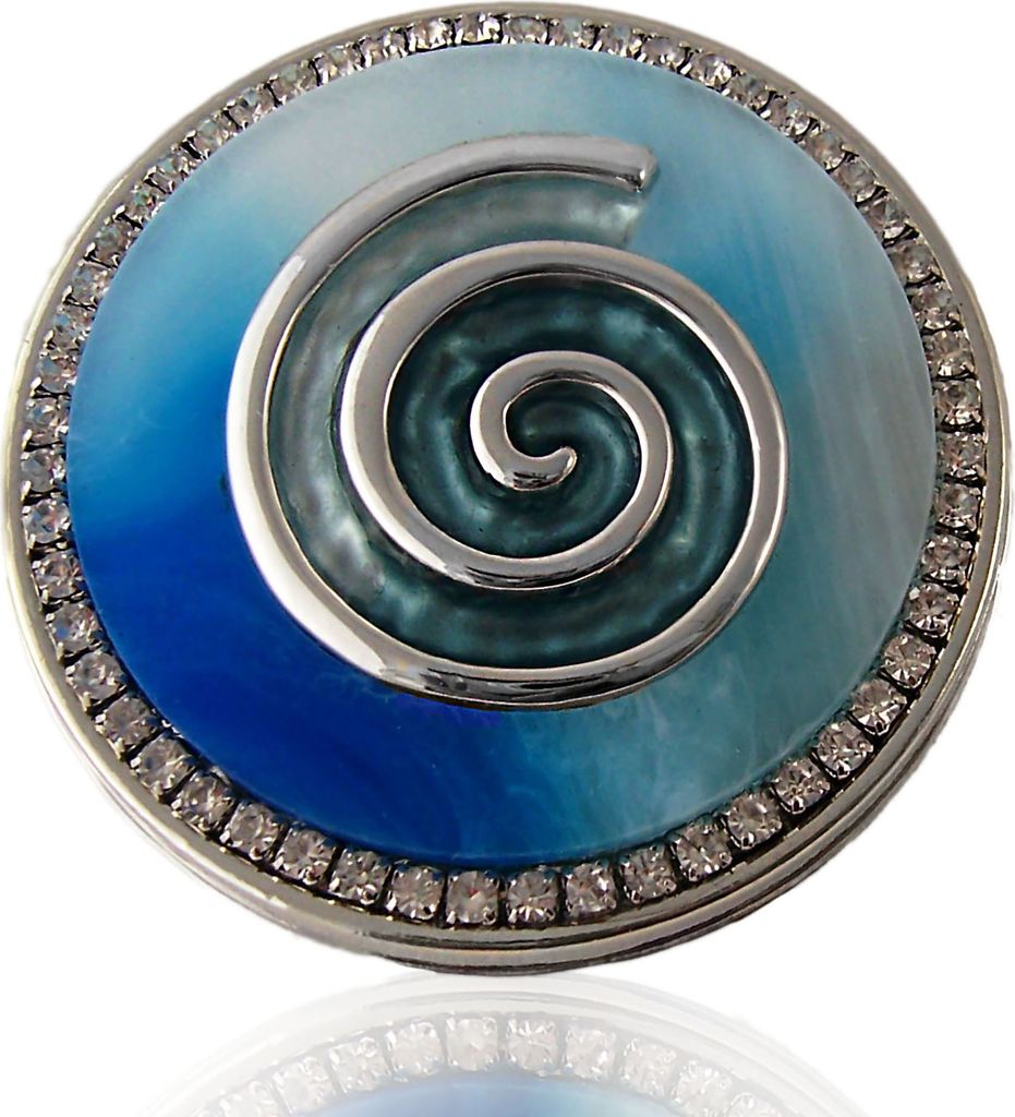 Brosche Magnet Magnetbrosche Silber Blau Strass 4,5cm Produktbild 1