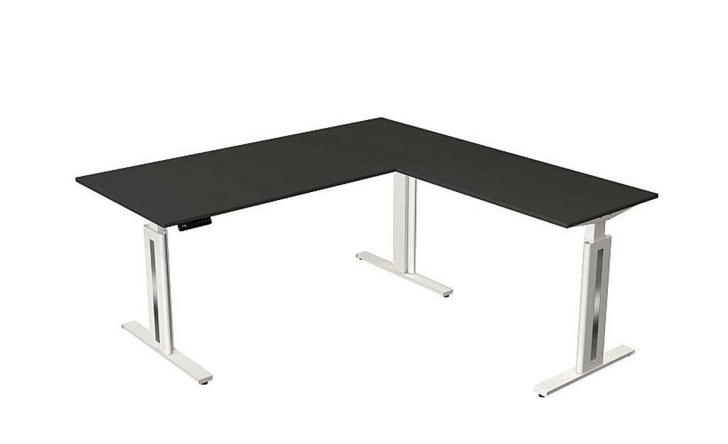 Kerkmann Move 3 fresh Schreibtisch Steh und Sitztisch mit Anbau (B) 180 x (T) 80 cm anthrazit
