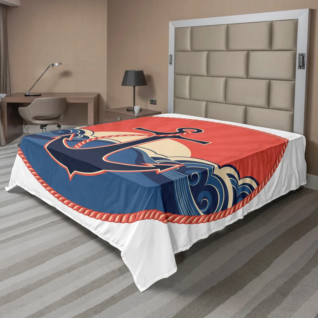 Drap de lit décoratif ancre marine pour chambre adulte ou adolescent