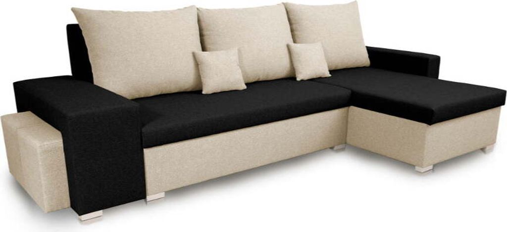 Ecksofa mit Schlaffunktion PETRA2 - Schwarz/Creme Produktbild 