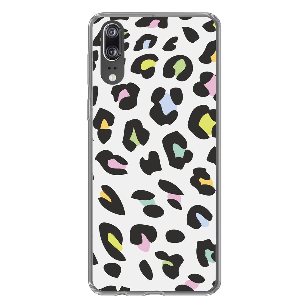 MuchoWow Handyhülle Schutzhülle Hülle für Huawei P20 Pantherdruck - Farben - Schwarz Silikon Softcase Handy Hülle - Hardcover