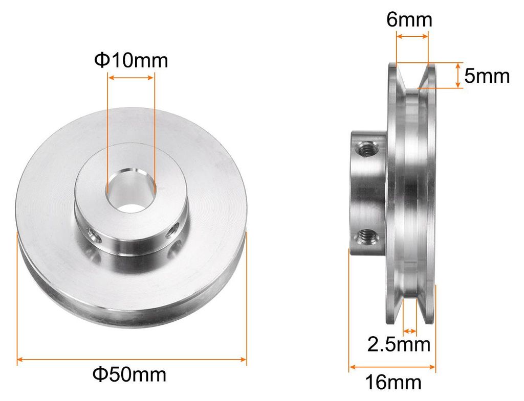 V-Typ Riemenscheibe Keilriemenscheibe Umlenkrolle 10mm Bohrung 50mm Au?endurchm Einzeln Rille Aluminum Legierung fš¹r 3-5MM PolyurethanRunde Gš...