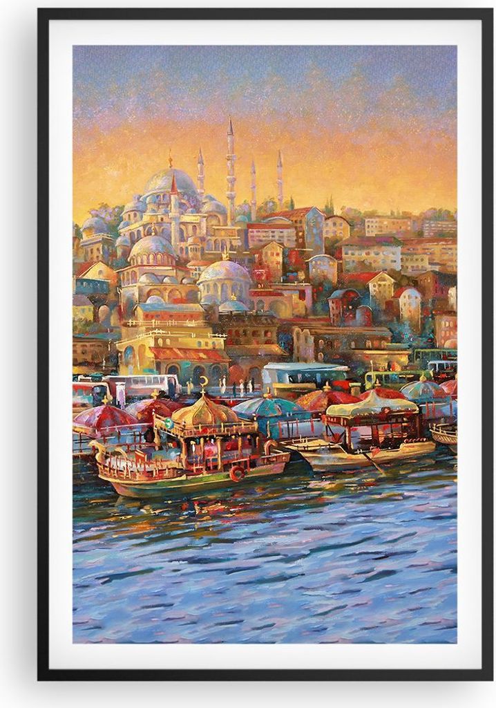 Gerahmtes Poster - Schwarzer Rahmen - Farben Stadt Türkei - 61x91,5 cm - Wand Bild - Wanddeko - Wandbilder - Kunstposter - Wandposter - Bilderrahm...