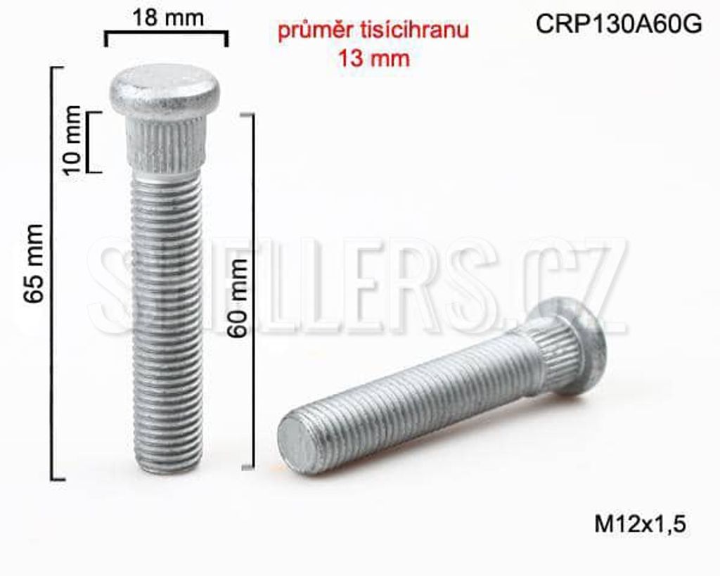 Skrutka kolesa M12x1,5x60 tisíc štvorcových priemer 13 mm Obrázok produktu 