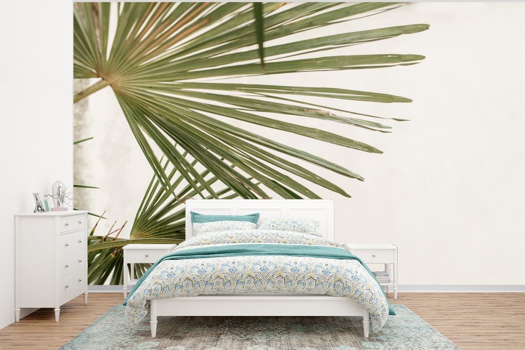 MuchoWow Fototapete für Wohnzimmer oder Schlafzimmer Wandtapete Vinyl Motivtapete Palmwedel - Grün - Natur - 295x220 cm - Wand Tapete