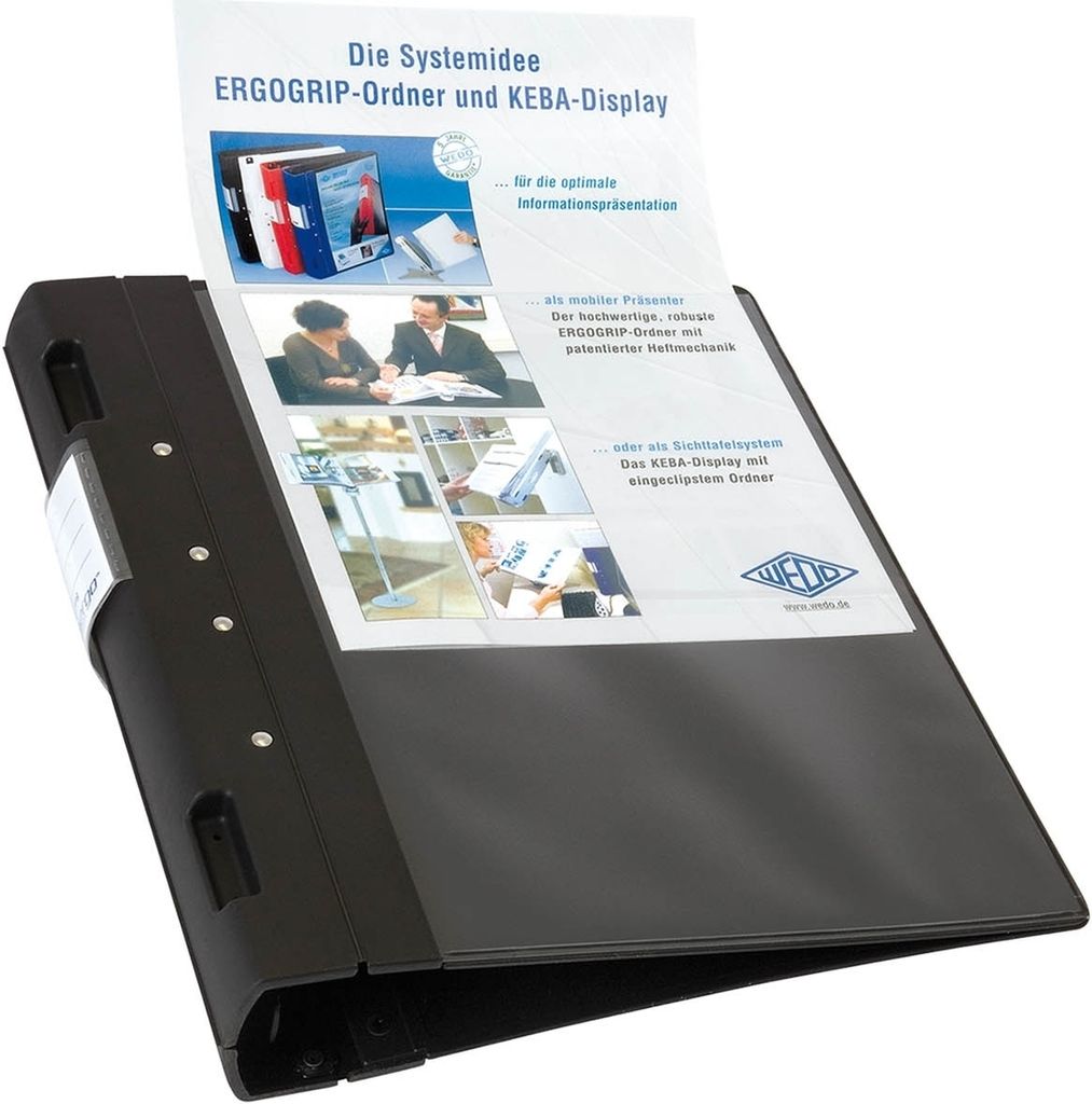 Präsentationsordner Ergogrip A4 30mm 4 Ringe schwarz Packung mit 4 Stück