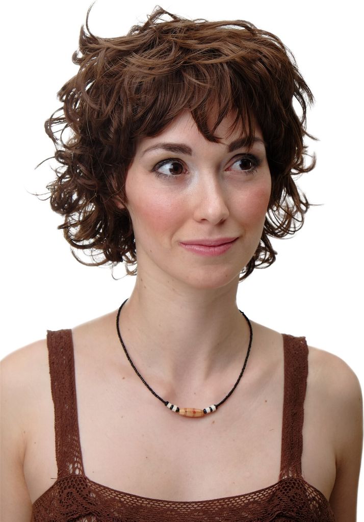 WIG ME UP Perücke kurz wild Locken braun YZF-41008-8 Produktbild 