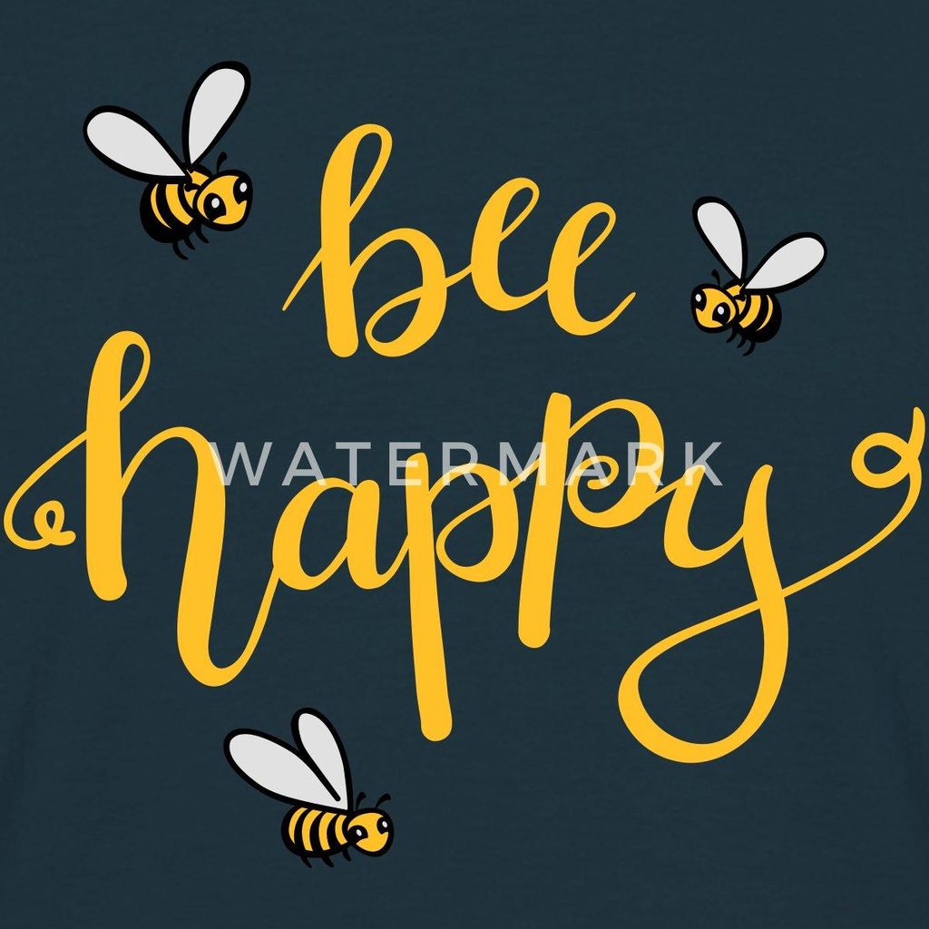 Spreadshirt Bee Happy Geschenk für Imker Männer T-Shirt, XL, Navy