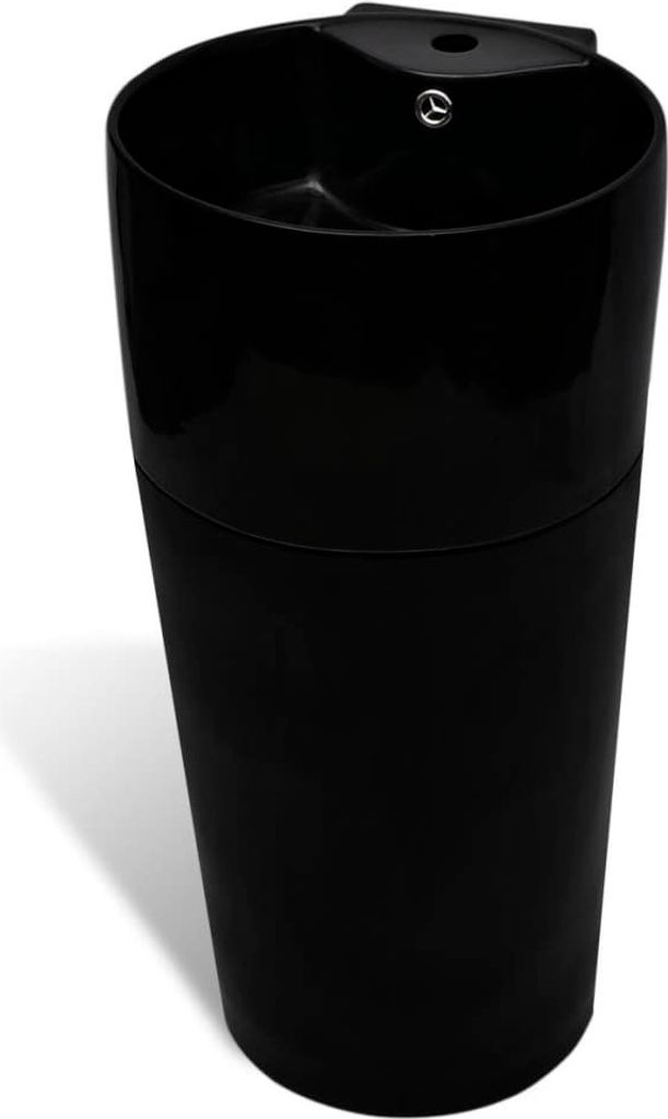 "SALE 2026" Standwaschbecken Keramik mit Loch für Überlauf/Armatur Schwarz - Waschbecken DE9601940