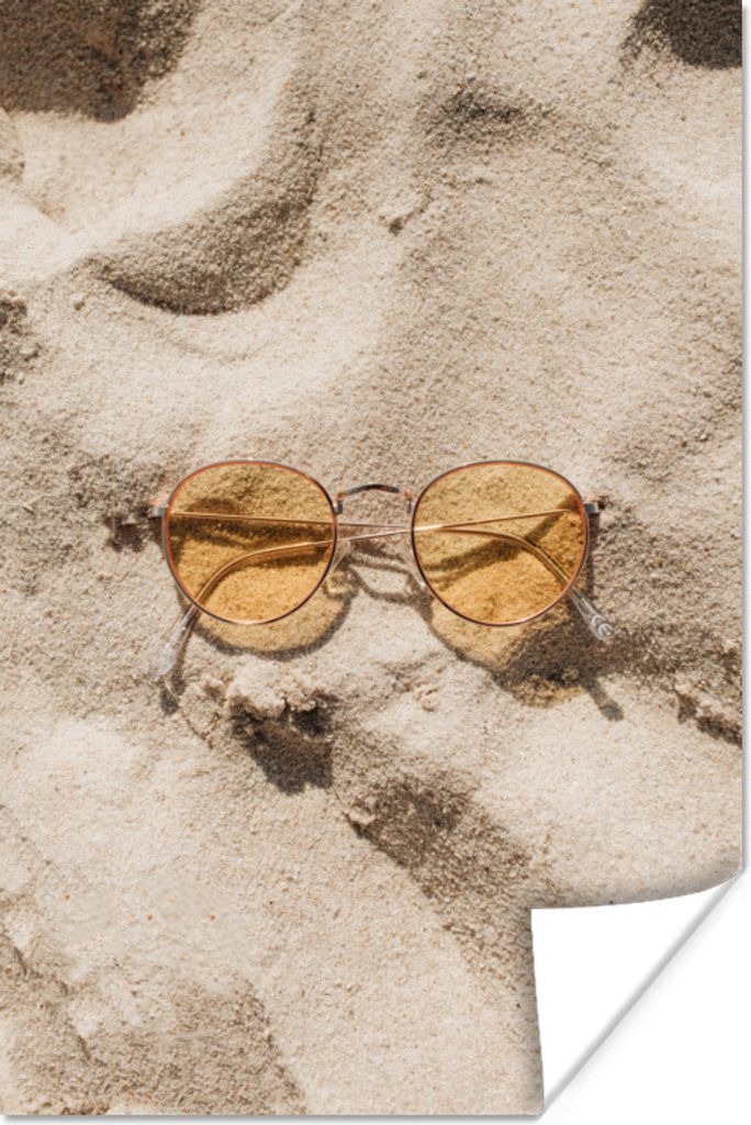 MuchoWow Poster Sonnenbrille - Sand - Orange 120x180 cm - Kunstposter
