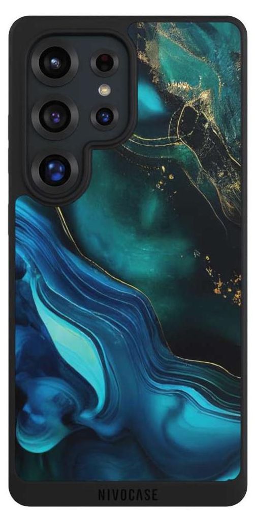 NIVOCASE Handyhülle für Samsung Galaxy S25 Ultra Hülle NIVOpure Case Schwarz Art Farbverlauf Marmor