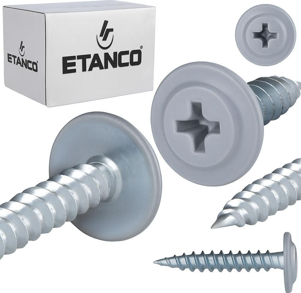 ETANCO GM-S selbstschneidende Blechschrauben Flachkopf RAL 7040 Fenstergrau 4,2 x 50 mm 250 Stk.