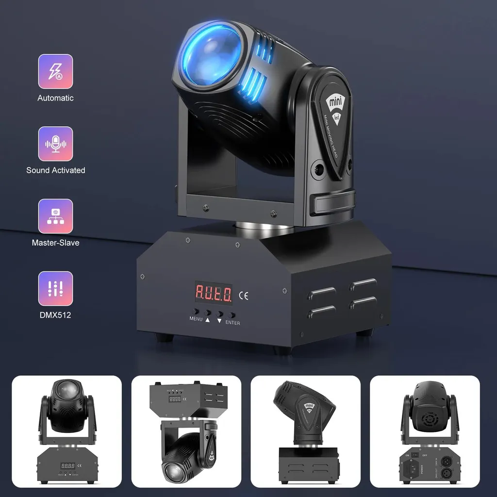 Mini Testa Mobile 100W RGBW LED Stage Light DMX512 - Beam Blu Alta Resa