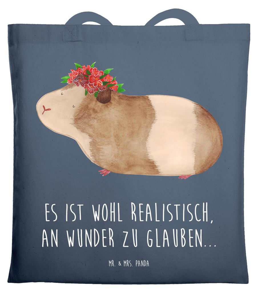Mr. & Mrs. Panda Shopping Tasche Meerschweinchen Weisheit - Indigo Blue - Geschenk, Tote Bag, Schultasche, Lustige Sprüche, Uni, Laptoptasche, Wun...