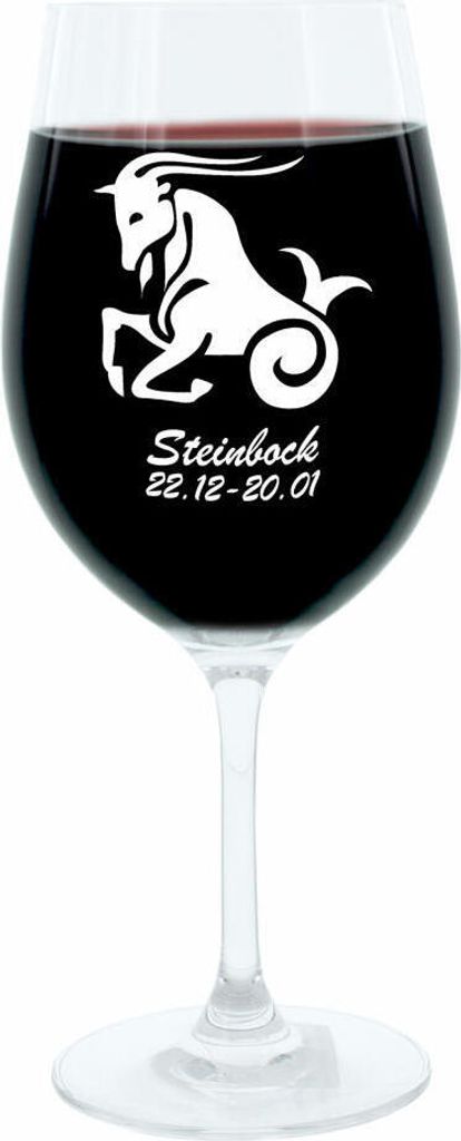 Leonardo Weinglas 400 ml, Motivglas, Sternzeichen Steinbock, Geschenk, Stimmungsglas mit Gravur, Moodglas, 22 cm