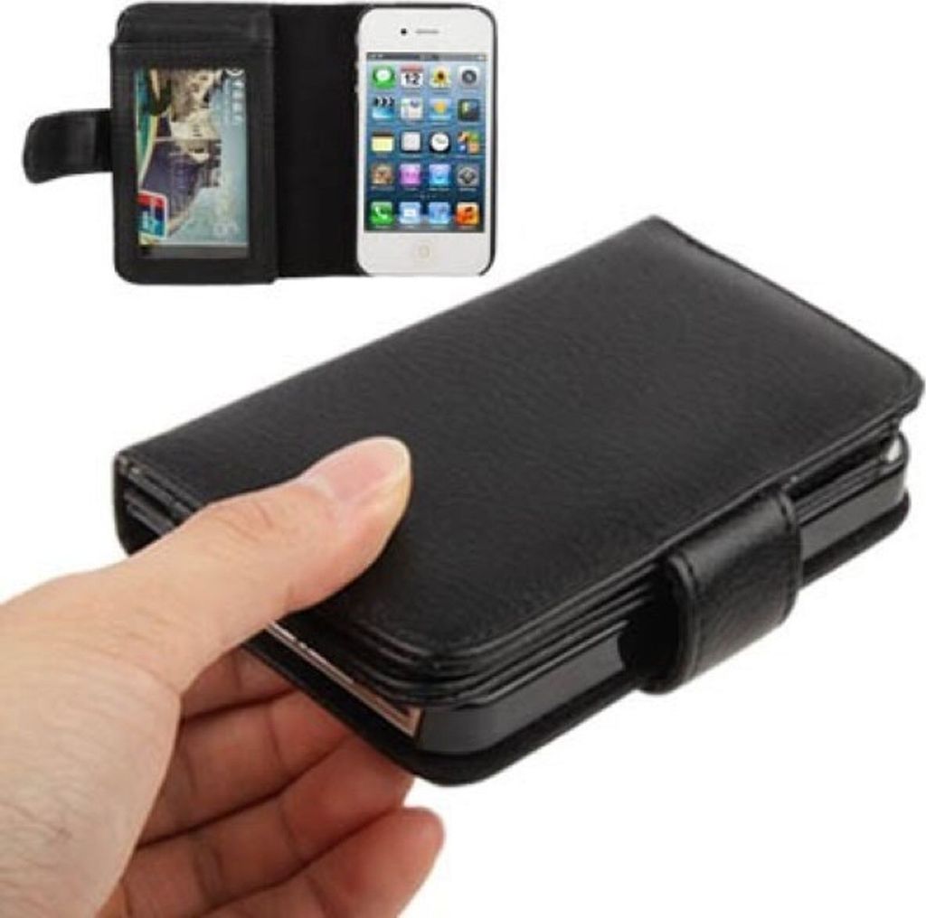 Schutzhülle Case Handytasche (Flip Quer) für Case Handy Apple iPhone 4 / 4s Portemonnaie schwarz