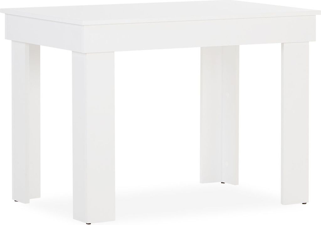 A white table on a white background.