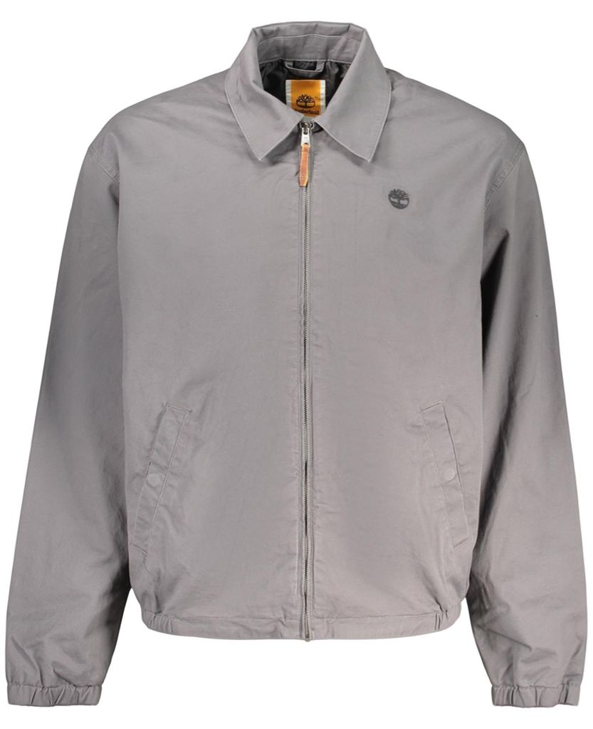 Graue Herrenjacke mit Taschen, Reißverschluss & Stickerei-Details