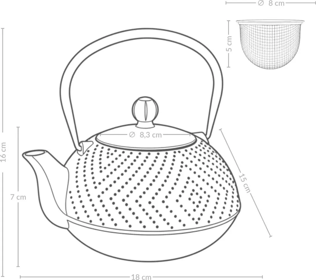 KAMIN Teiera Ghisa 900 ml | Bollitore Design con Infusore Integrato - 8
