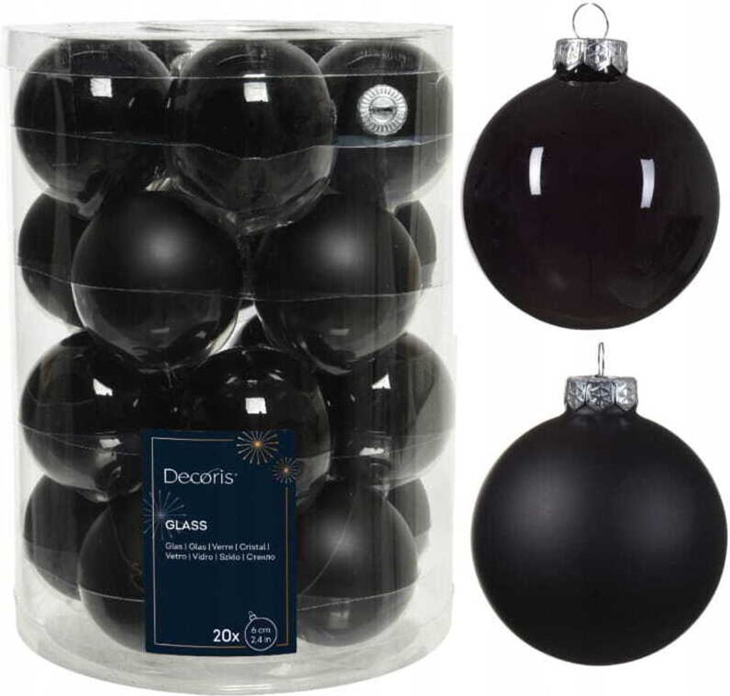 Weihnachtskugeln Glas 6cm x 20 Stück - Schwarz Produktbild 3