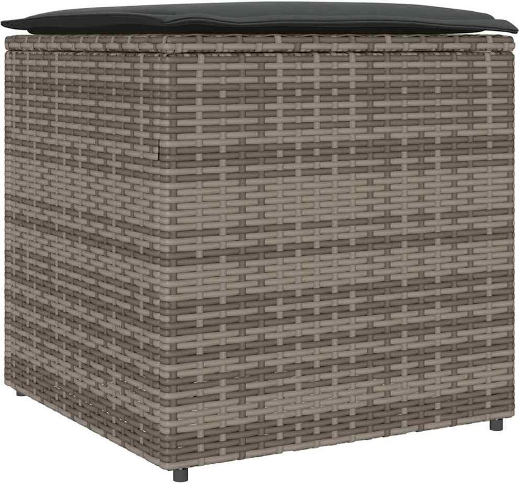 Kissenbox mit Speicher Grau 50 x 50 x 50 cm Poly-Rattan
