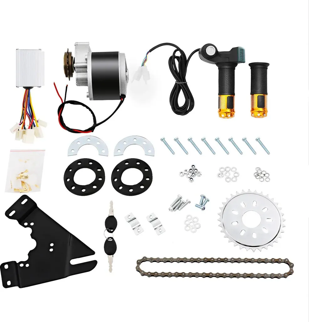 Kit Conversione E-bike 24V 250W | Motore MTB a Spazzole Nero Completo
