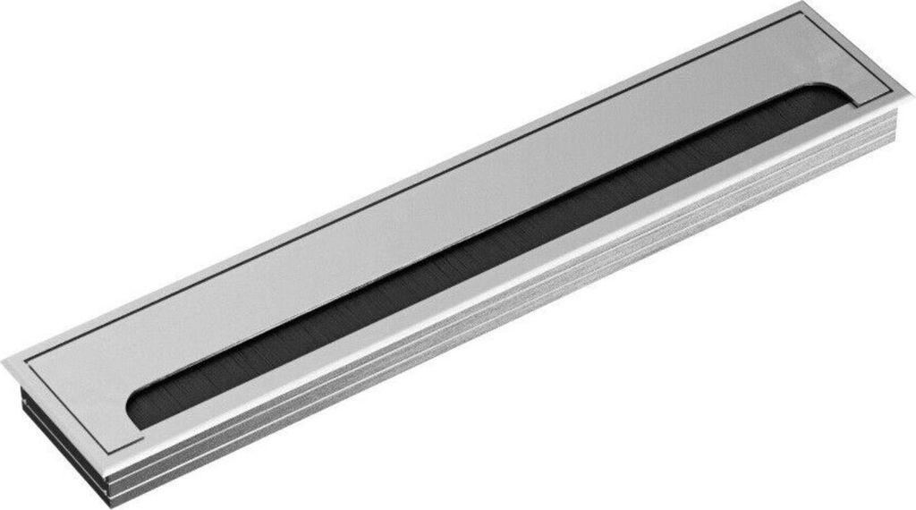 ONPIRA Premium Kabeldurchführung Alu Schreibtisch Kabeldurchlass Kabel Auslass Silber / 80x400mm