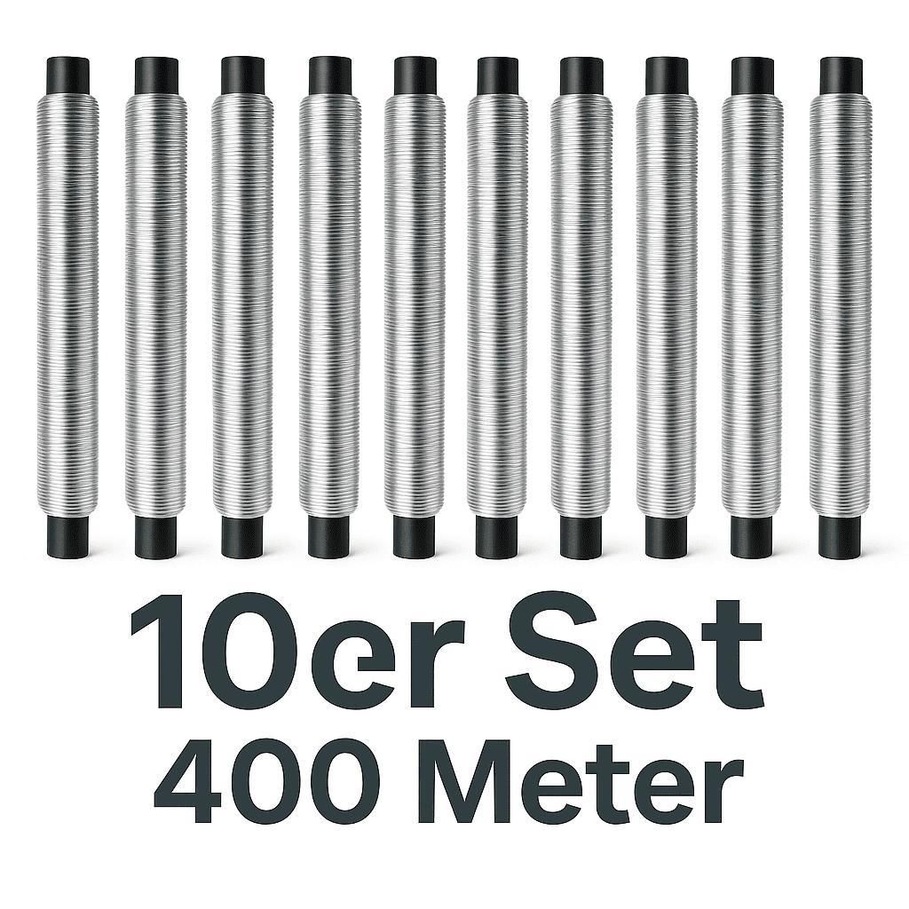 Bindedraht 10er Set Blumendraht Wickeldraht Floristendraht Basteldraht 400m Silb