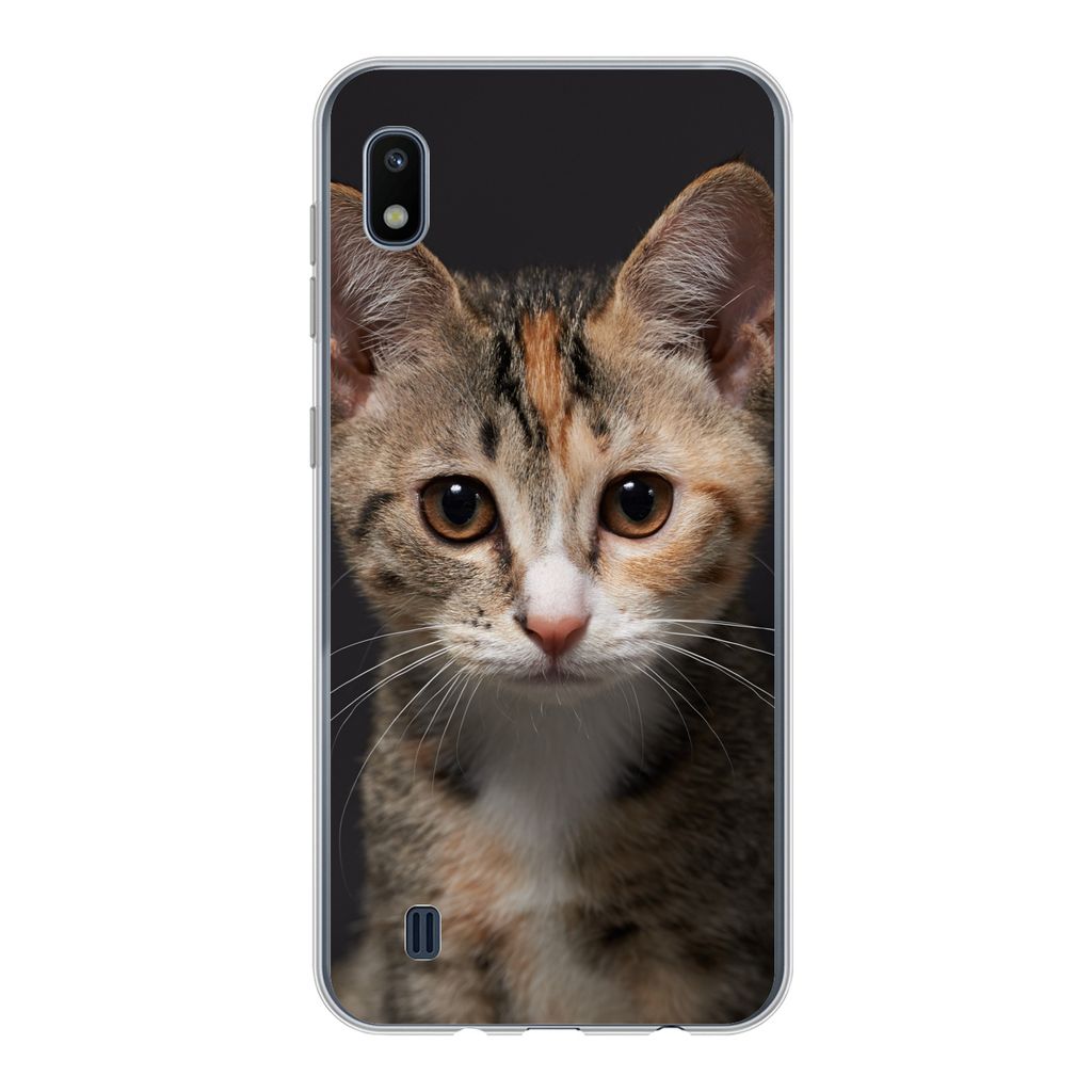 MuchoWow Handyhülle Schutzhülle Hülle für Samsung Galaxy A10 Katze - Schwarz - Porträt Silikon Softcase Handy Hülle - Schutzhülle