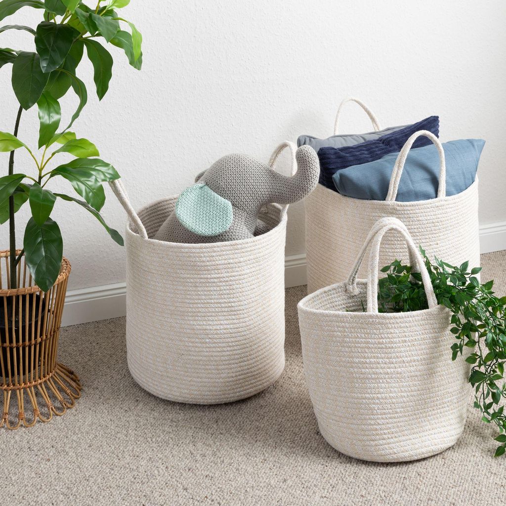 Steffensmeier Tasche Bali | Stauraum | Korb | Wolle | Creme | 35x35 cm