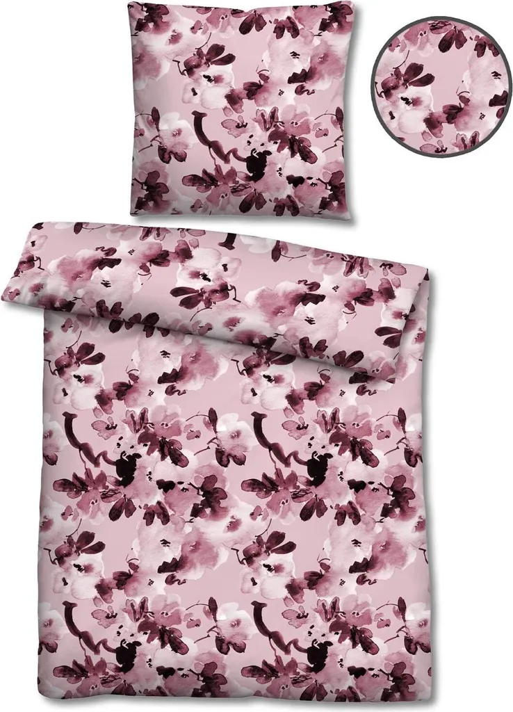 RUIKASI Set di biancheria da letto 155x220 Lavanda Rosa 2 pezzi - Copripiumino reversibile 155 x 220 con cerniera, set di biancheria da letto in