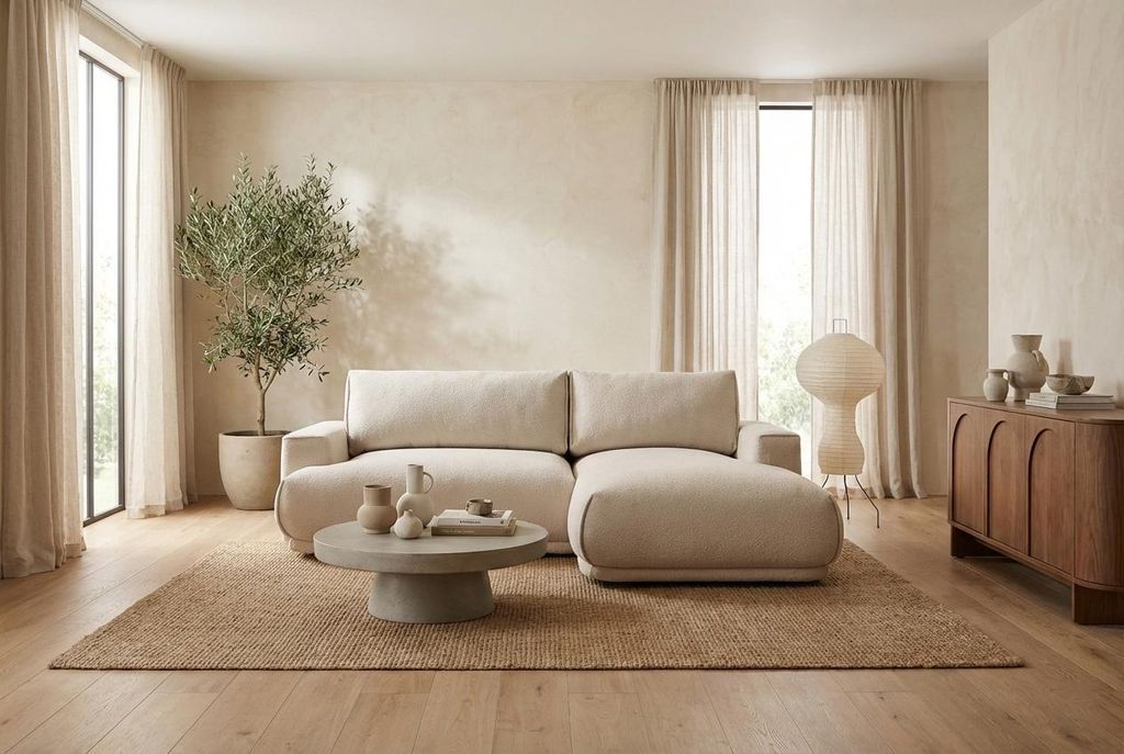 Masseno Ecksofa NERO mit Schlaffunktion L-Form, Sofa mit Bettkasten, Wohnzimmersofa, Couch, Soffa, Bettsofa, Couchgarnitur- Beige, BLUR 2