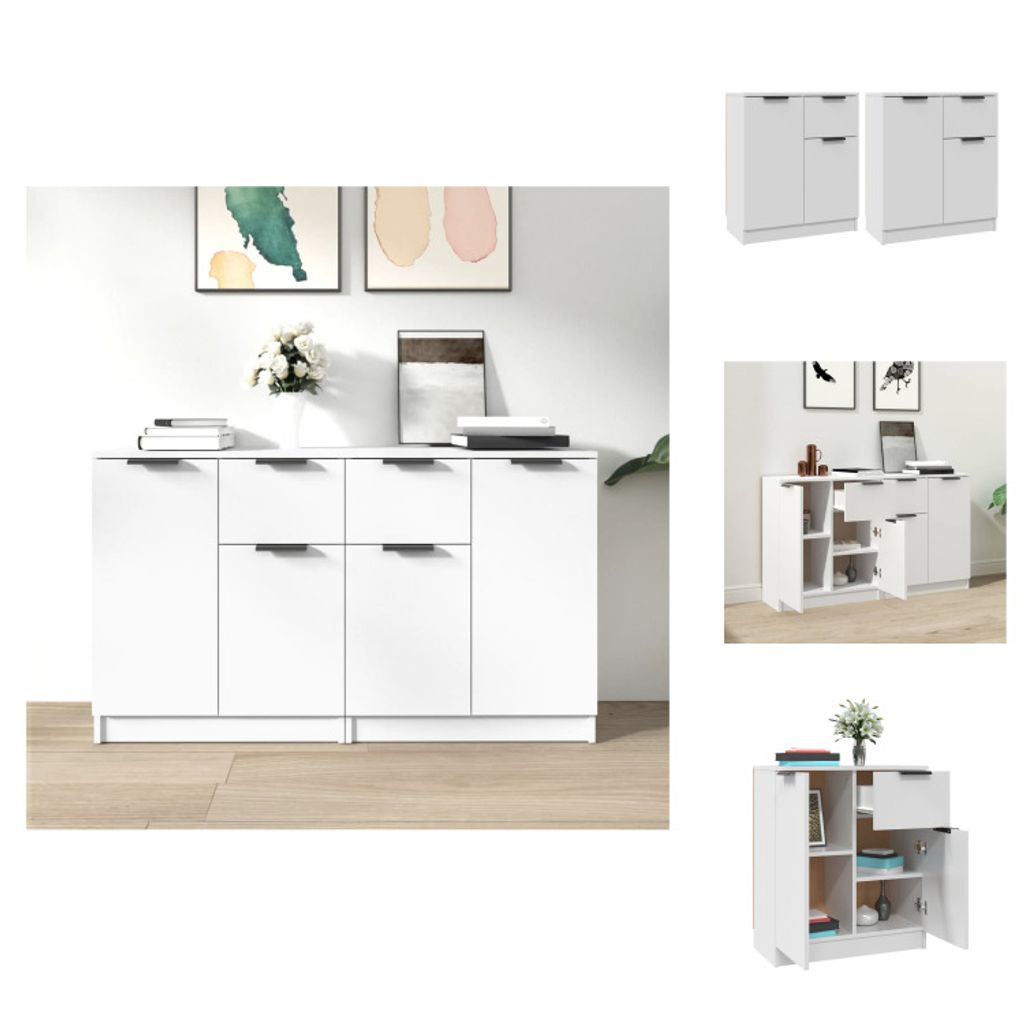 vidaXL Sideboards 2 Stk. Weiß 60x30x70 cm Holzwerkstoff - Sideboards
